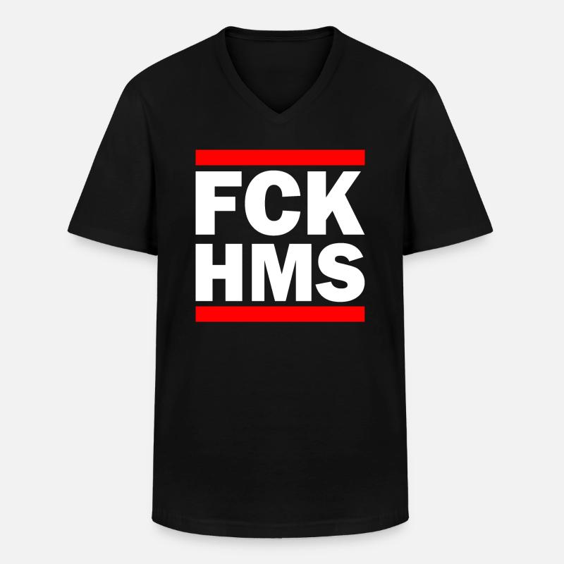 Fck hms - Männer-T-Shirt mit V-Ausschnitt - Schwarz