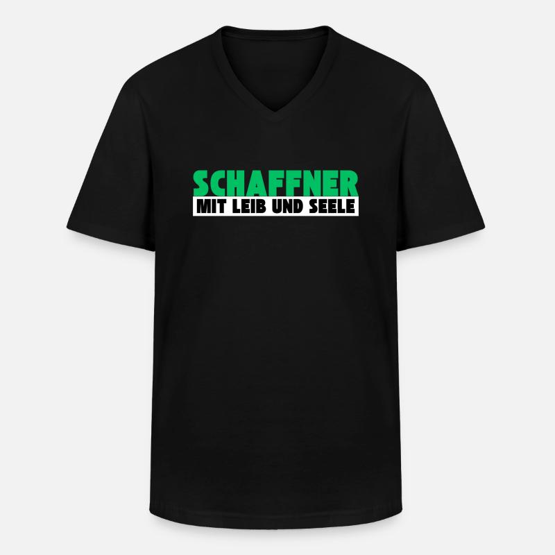Schaffner mit Leib und Seele - Männer-T-Shirt mit V-Ausschnitt - Schwarz