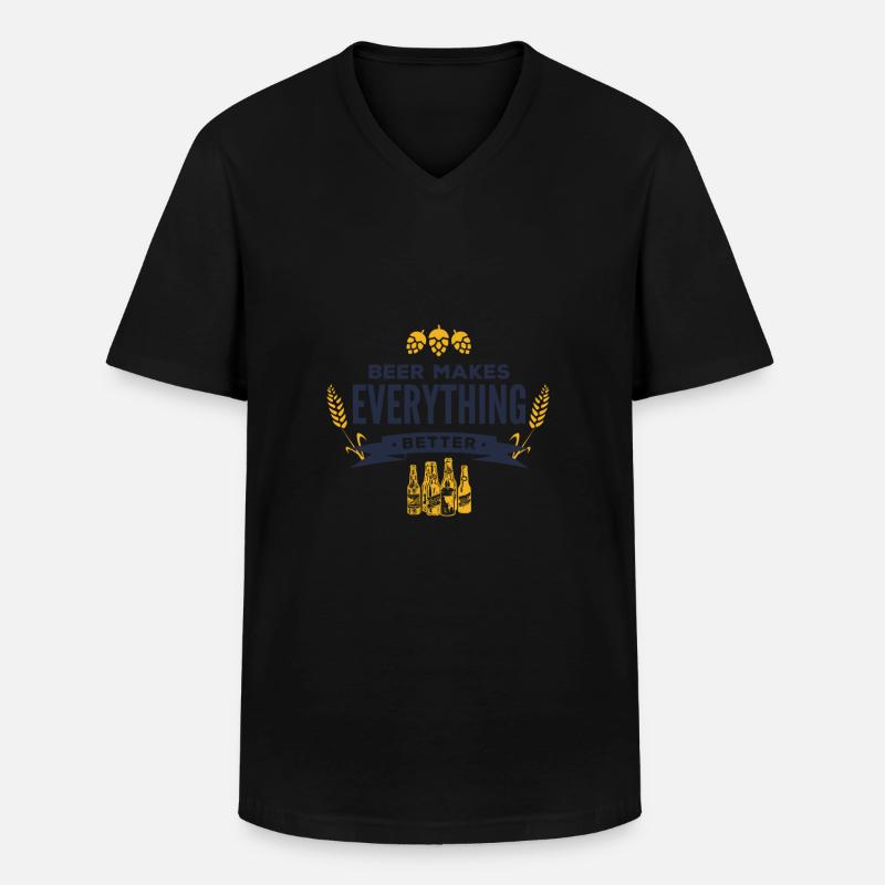 Bier macht alles besser! - Männer-T-Shirt mit V-Ausschnitt - Schwarz