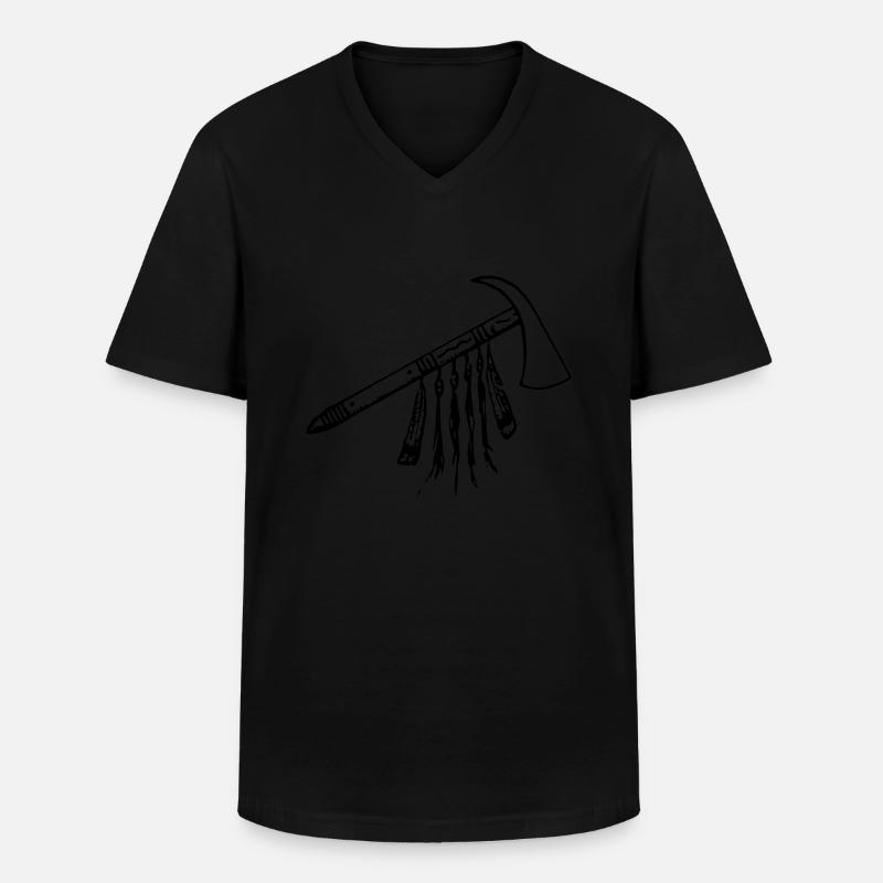 Tomahawk - Männer-T-Shirt mit V-Ausschnitt - Schwarz