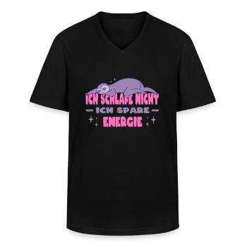 Ich Schlafe Nicht Ich Spare Energie Faultier - Männer-T-Shirt mit V-Ausschnitt - Schwarz - Vorne - AI Model Male 178 dark (178cm)