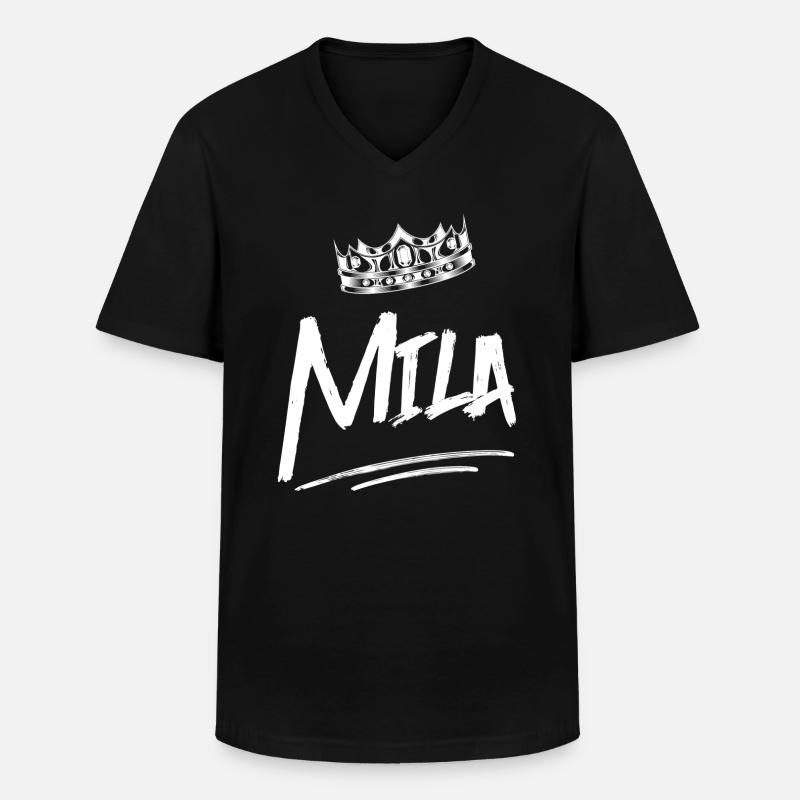 Mila - Männer-T-Shirt mit V-Ausschnitt - Schwarz