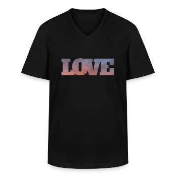 Wolken in der Inschrift Liebe - Männer-T-Shirt mit V-Ausschnitt - Schwarz - Vorne - AI Model Male 178 dark (178cm)