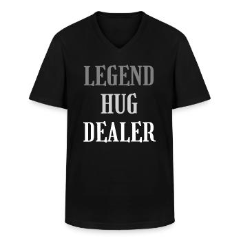 Legend Hug Dealer Blanc & Gris - T-shirt col V Homme - noir - Devant - AI Model Male 178 dark (178cm)