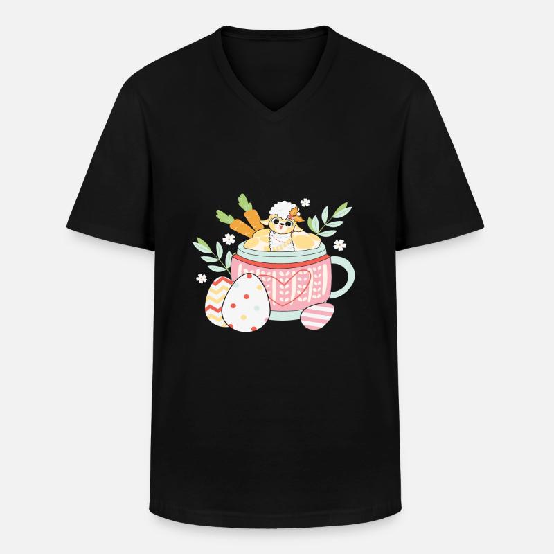 BOW Oster-Chibi-Pokal - Männer-T-Shirt mit V-Ausschnitt - Schwarz