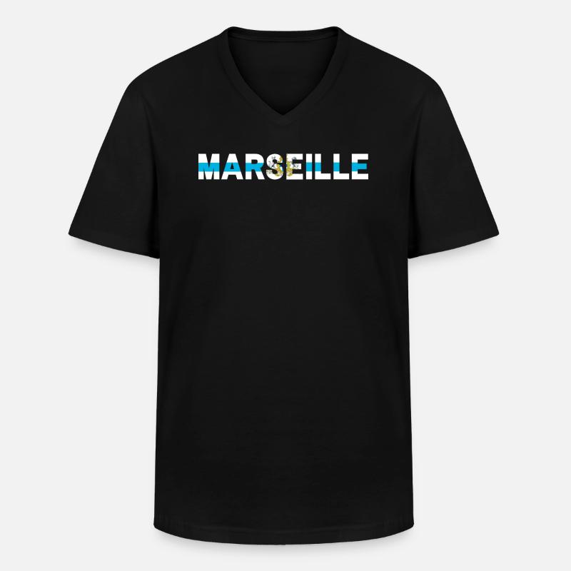 Marseille - Männer-T-Shirt mit V-Ausschnitt - Schwarz