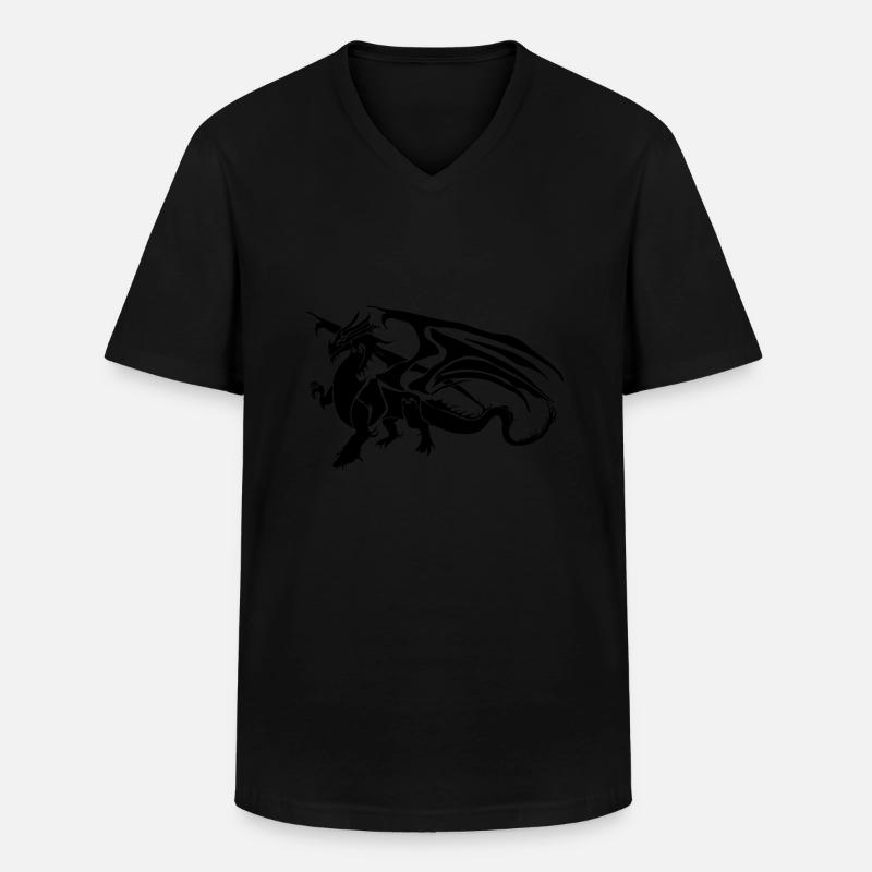 Drache am Boden - Männer-T-Shirt mit V-Ausschnitt - Schwarz