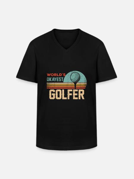 Retro Golfer Design - Golf - Men's V-Neck T-Shirt - black
