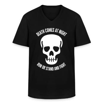 metal gothic hand death night saying gift skull - Men's V-Neck T-Shirt - black - Front - AI Model Male 178 dark (178cm)