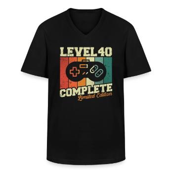 40. Geburtstag Geschenk - Level 40 Complete - Männer-T-Shirt mit V-Ausschnitt - Schwarz - Vorne - AI Model Male 178 dark (178cm)