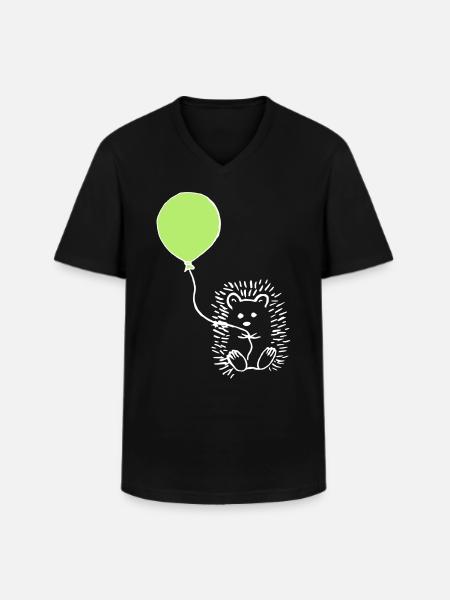 Igel mit Ballon - Männer-T-Shirt mit V-Ausschnitt - Schwarz