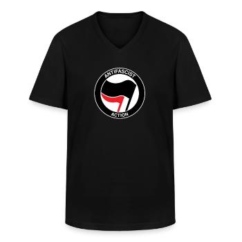 Antifaschistische Aktion Antifa Antifaschist - Männer-T-Shirt mit V-Ausschnitt - Schwarz - Vorne - AI Model Male 178 dark (178cm)