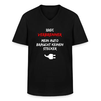 100% VERBRENNER Mein Auto Braucht Keinen Stecker - Männer-T-Shirt mit V-Ausschnitt - Schwarz - Vorne - AI Model Male 178 dark (178cm)