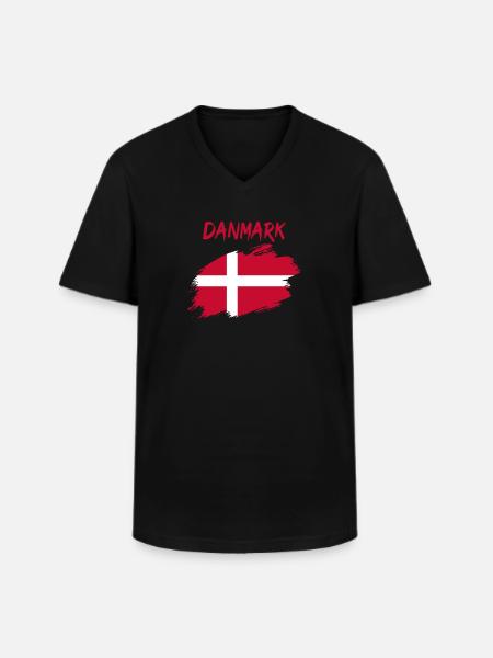 Denmark danish flag flag - Men's V-Neck T-Shirt - black