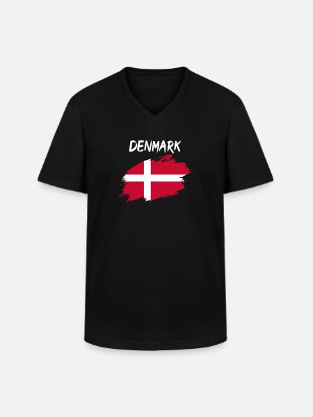 Denmark danish flag flag - Men's V-Neck T-Shirt - black