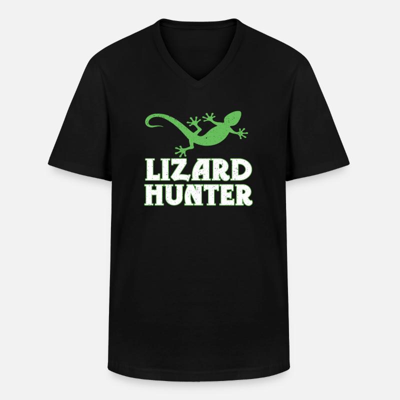 Eidechse - Männer-T-Shirt mit V-Ausschnitt - Schwarz