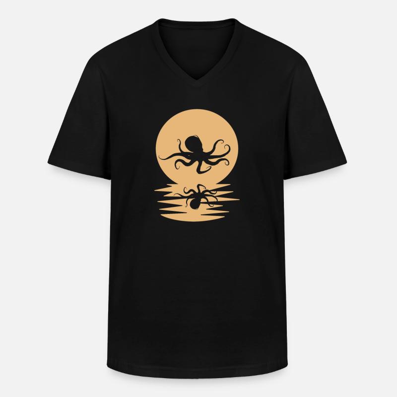 Oktopus - Männer-T-Shirt mit V-Ausschnitt - Schwarz