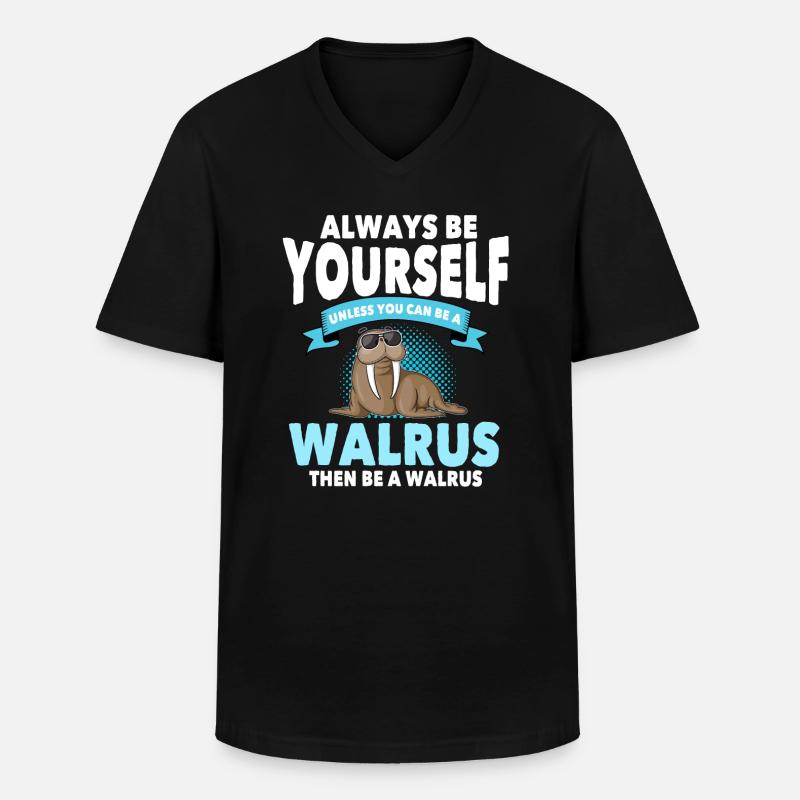 Walrösser - Männer-T-Shirt mit V-Ausschnitt - Schwarz