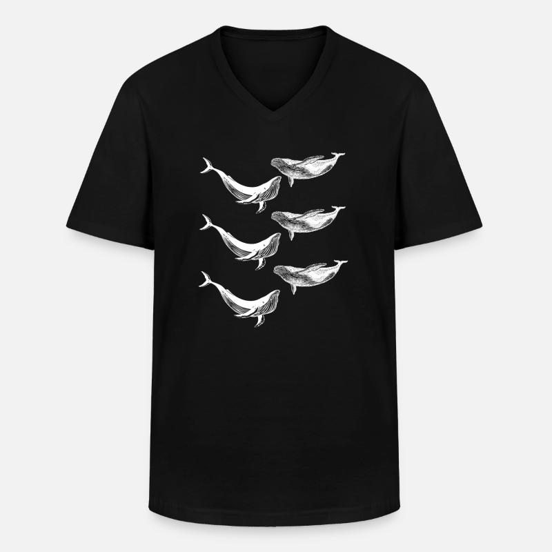 Wale - Männer-T-Shirt mit V-Ausschnitt - Schwarz