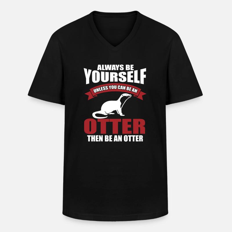 Otter - Männer-T-Shirt mit V-Ausschnitt - Schwarz