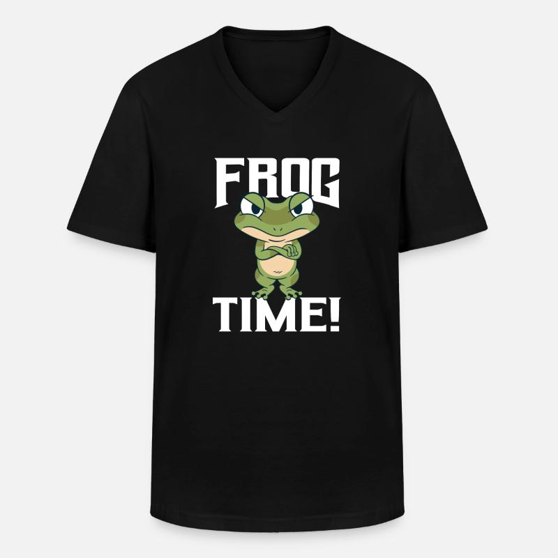 Frosch Zeit - Männer-T-Shirt mit V-Ausschnitt - Schwarz