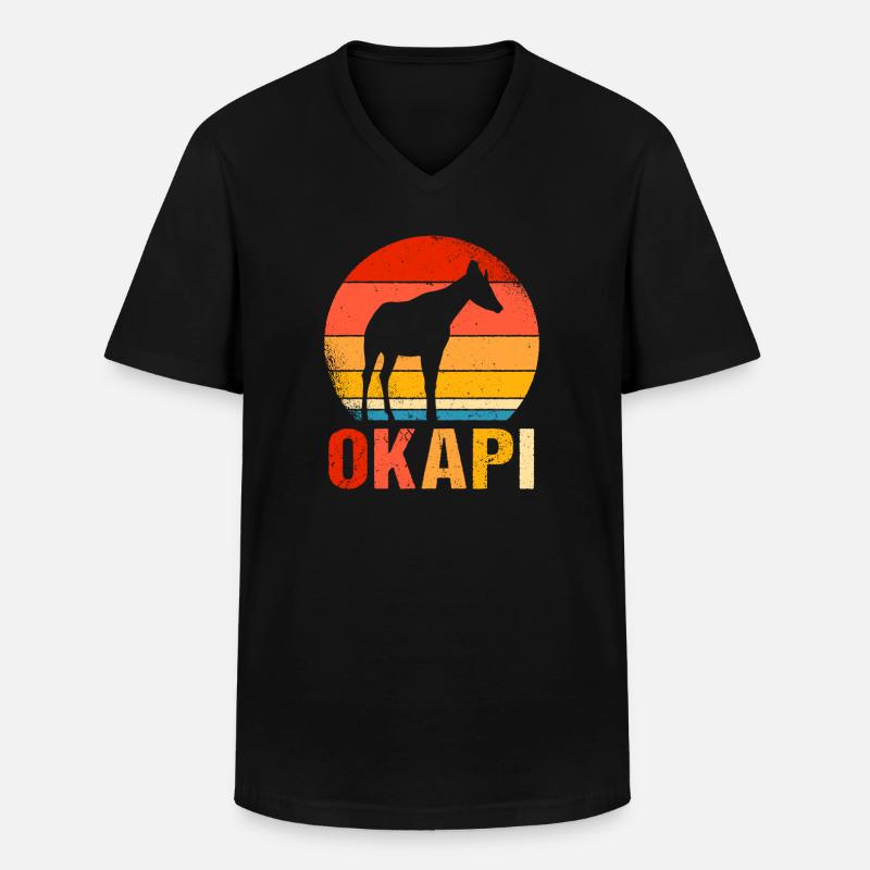 Okapi Retro Geschenk - Männer-T-Shirt mit V-Ausschnitt - Schwarz