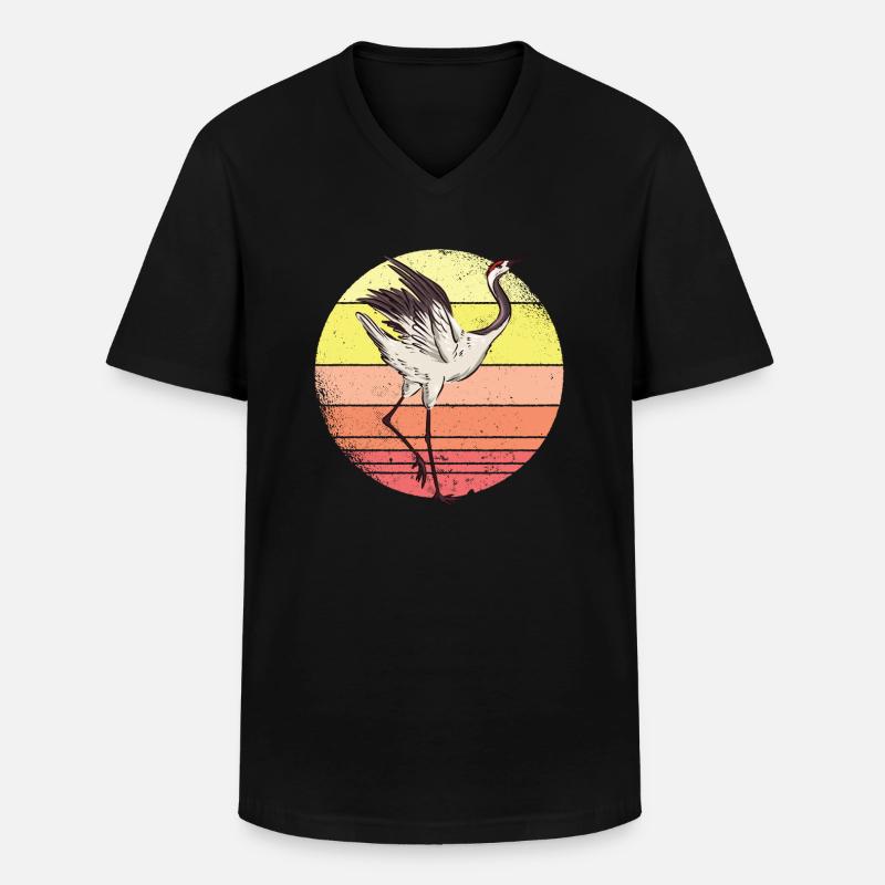 Kranich - Männer-T-Shirt mit V-Ausschnitt - Schwarz