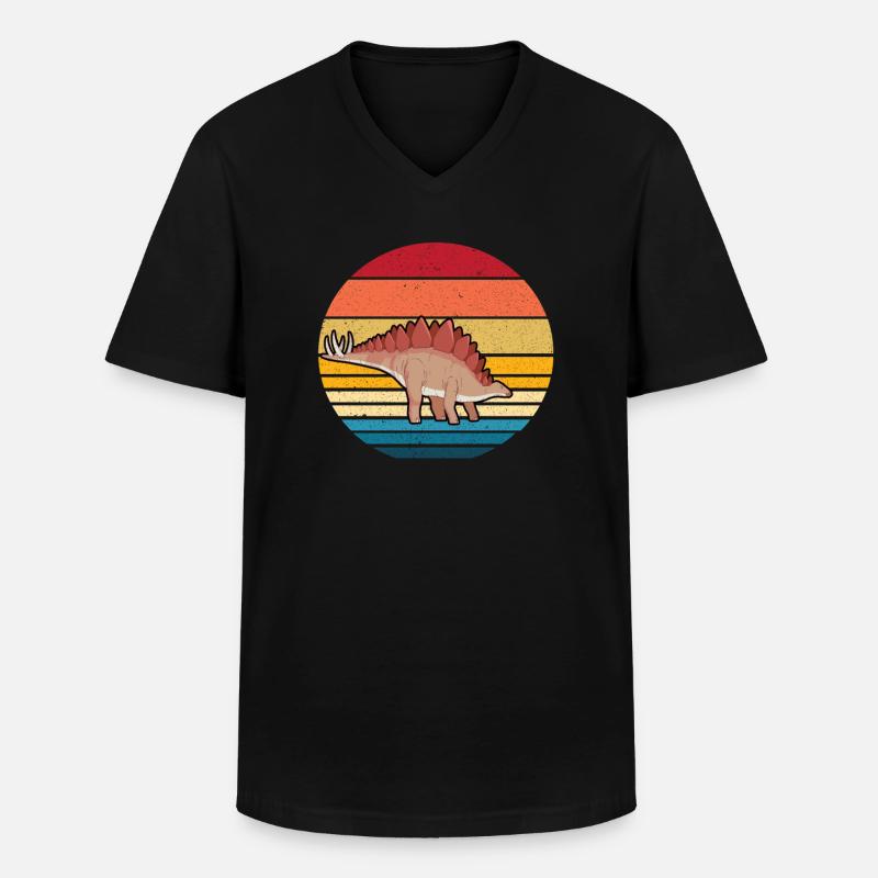 Stegosaurus - Männer-T-Shirt mit V-Ausschnitt - Schwarz