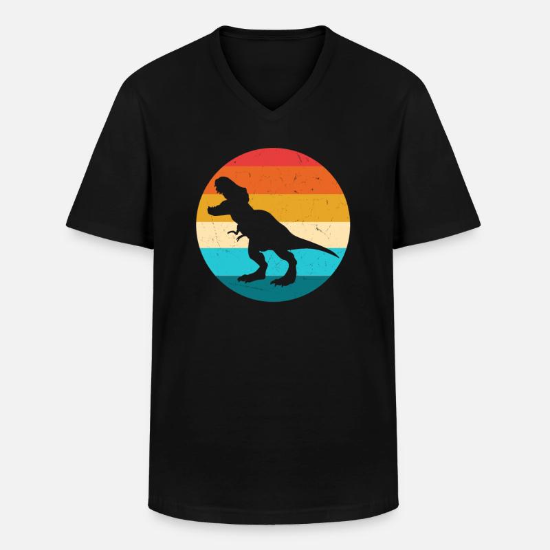 T-Rex - Männer-T-Shirt mit V-Ausschnitt - Schwarz
