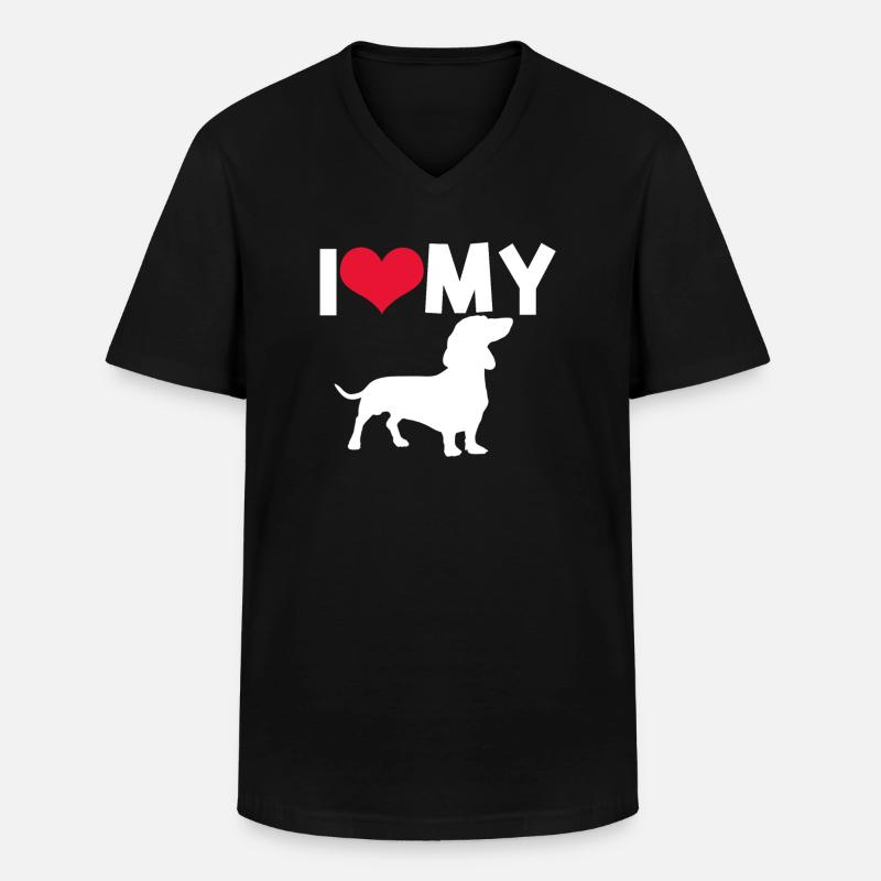 Dackel Liebe - Männer-T-Shirt mit V-Ausschnitt - Schwarz
