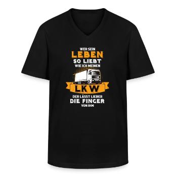 Finger von meinem LKW - Fernfahrer Lastwagen Truck - Männer-T-Shirt mit V-Ausschnitt - Schwarz - Vorne - AI Model Male 178 dark (178cm)