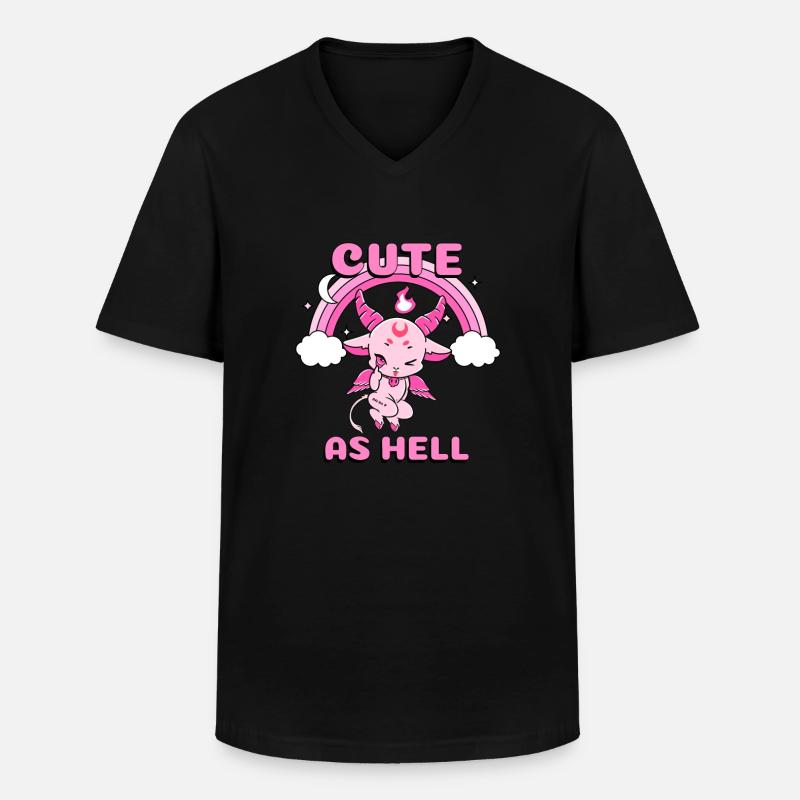 CUTE AS HELL Baphomet - Männer-T-Shirt mit V-Ausschnitt - Schwarz