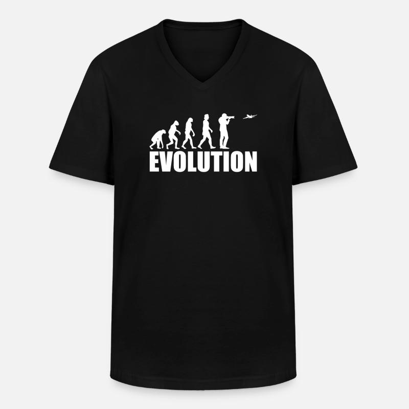 Planespotting Gift Evolution - Men's V-Neck T-Shirt - black