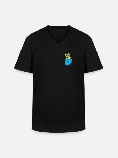 Cucumber in chest pocket gift - Men's V-Neck T-Shirt - black