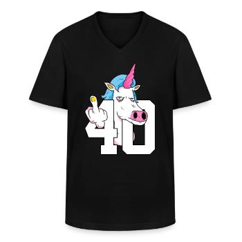 40. GEBURTSTAG EINHORN - Männer-T-Shirt mit V-Ausschnitt - Schwarz - Vorne - AI Model Male 178 dark (178cm)