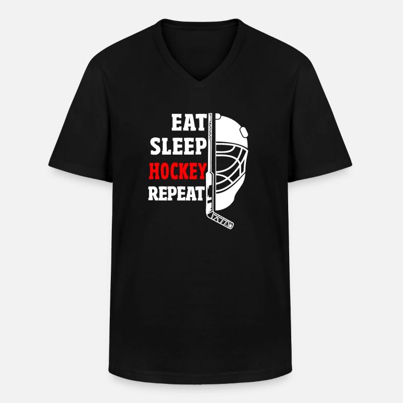 Eishockey - Männer-T-Shirt mit V-Ausschnitt - Schwarz