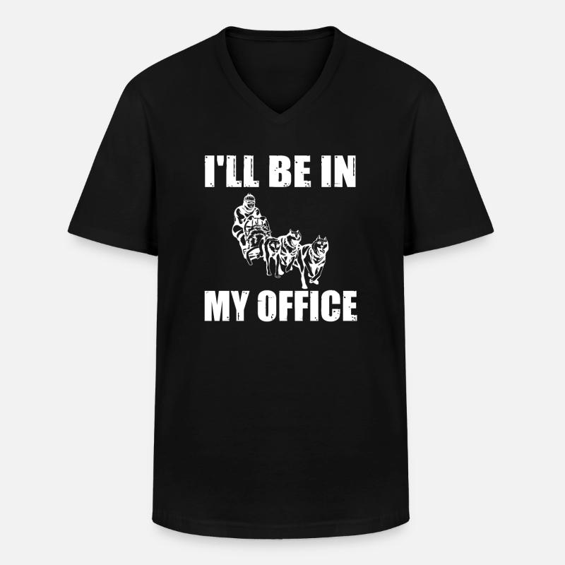 Hundeschlitten Geschenk - Männer-T-Shirt mit V-Ausschnitt - Schwarz