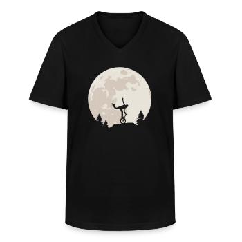 Einrad Mond Geschenk - Männer-T-Shirt mit V-Ausschnitt - Schwarz - Vorne - AI Model Male 178 dark (178cm)