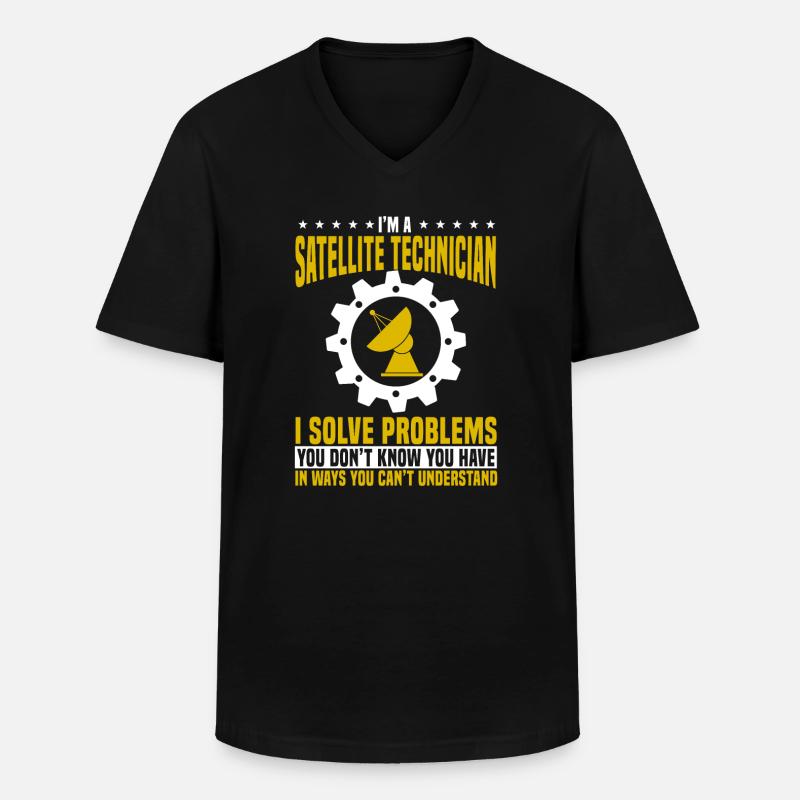 Satelliten Techniker - Männer-T-Shirt mit V-Ausschnitt - Schwarz