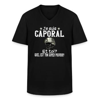 Caporal Militaire Armée Métier Super Pouvoir - T-shirt col V Homme - noir - Devant - AI Model Male 178 dark (178cm)