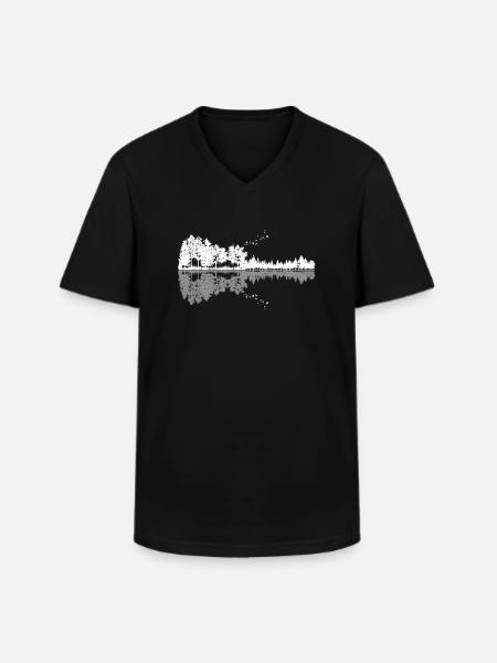 Nature Guitar, Guitare, Cool Nature Guitar, Guitare - T-shirt col V Homme - noir