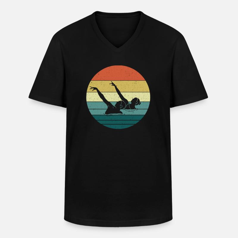 Synchronschwimmen - Männer-T-Shirt mit V-Ausschnitt - Schwarz