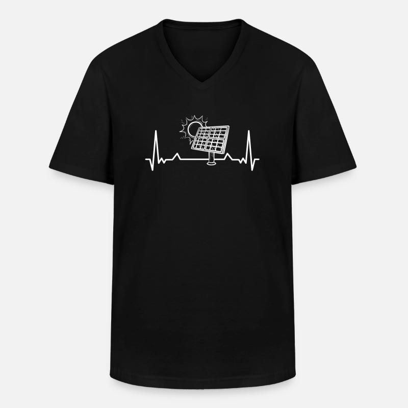 Solaranlage Herzschlag - Männer-T-Shirt mit V-Ausschnitt - Schwarz