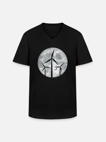 Éolienne - T-shirt col V Homme - noir