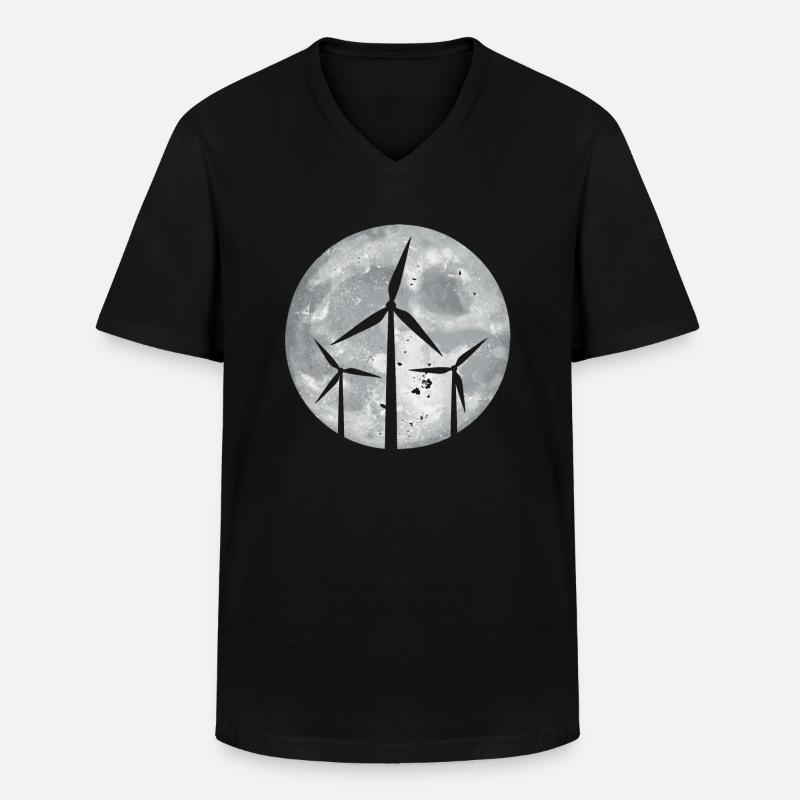 Windkraftanlage - Männer-T-Shirt mit V-Ausschnitt - Schwarz