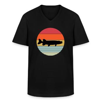 Pike - Men's V-Neck T-Shirt - black - Front - AI Model Male 178 dark (178cm)