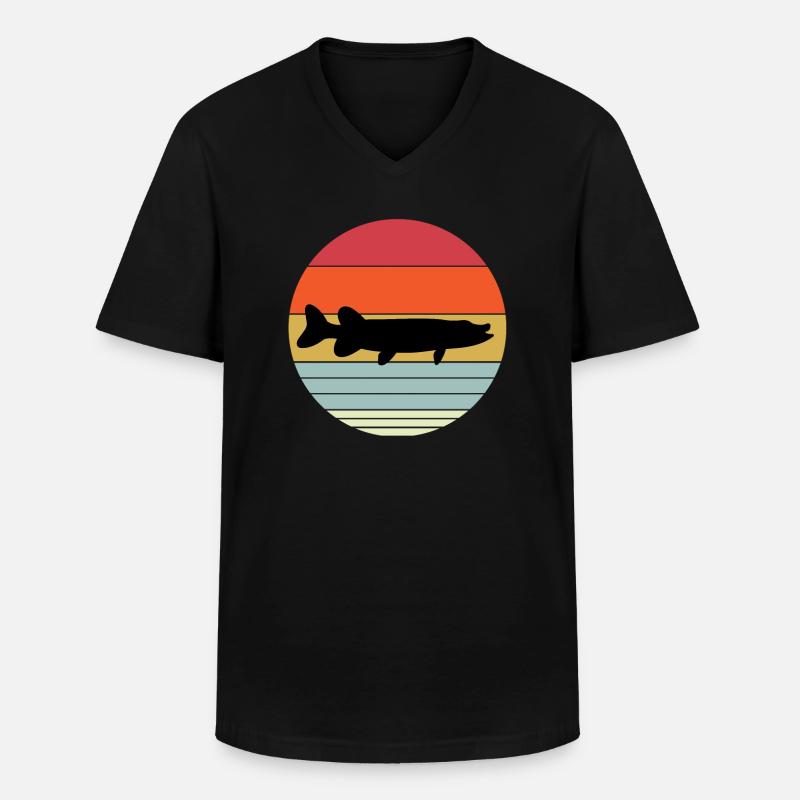 Hecht - Männer-T-Shirt mit V-Ausschnitt - Schwarz