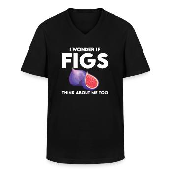 Feigen Shirt - Männer-T-Shirt mit V-Ausschnitt - Schwarz - Vorne - AI Model Male 178 dark (178cm)