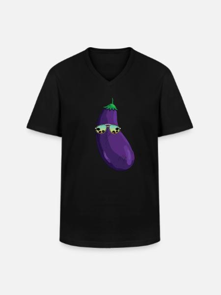 Cool eggplant - Men's V-Neck T-Shirt - black