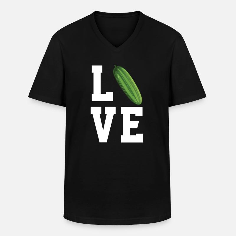 Liebe Gurke - Männer-T-Shirt mit V-Ausschnitt - Schwarz